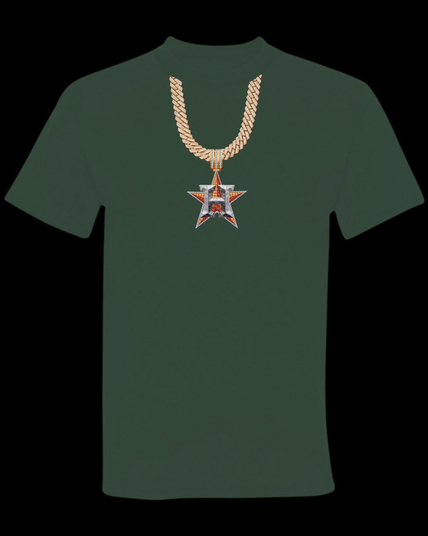 (Astros) Baguette Diamond Chain